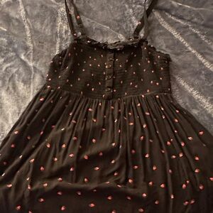 torrid Black Tank with Small Red Heart Print and Smocked Bodice